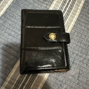 Black Patent coach Leather Snap Wallet Organizer